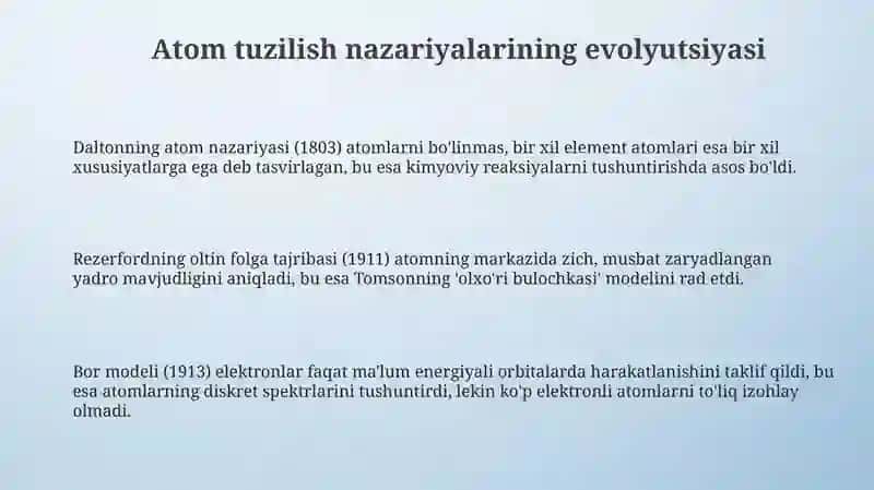 Atom tuzilish nazariyalari.Atom modellari 3