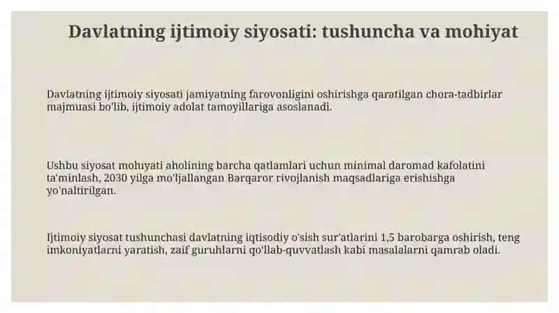 Davlatning ijtimoiy siyosati 3