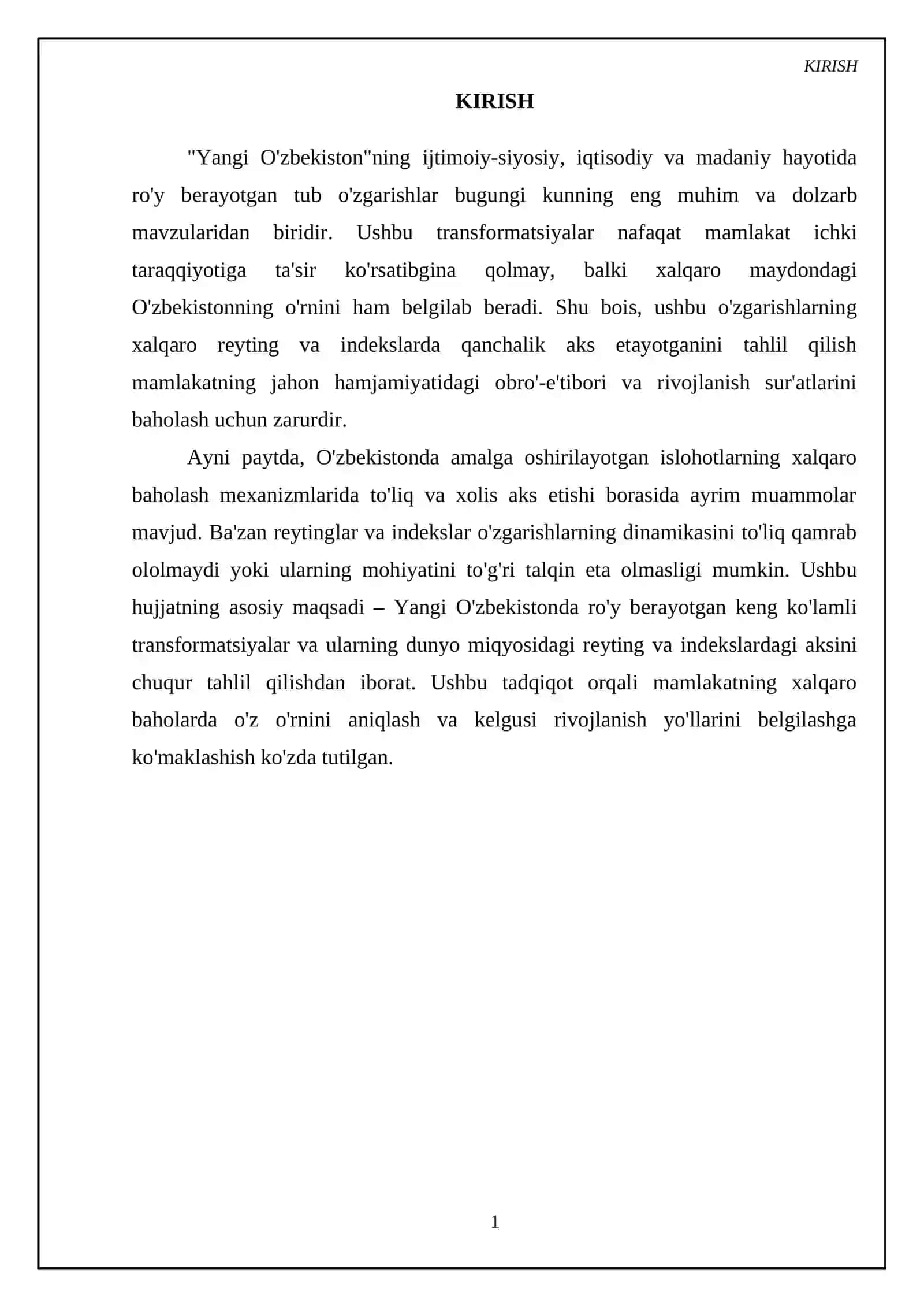 Yangi O'zbekiston ijtimoiy-siyosiy, iqtisodiy va madaniy hayotida ro'y berayotgan o'zgarishlarning xalqaro reyting va indekslarda aks etishi 3