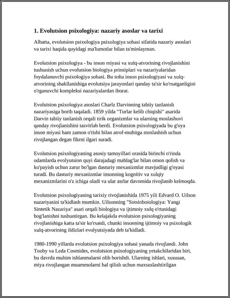 EVOLUTSION PSIXOLOGIYA PSIXOLGIYA SOHASI SIFATIDA 3
