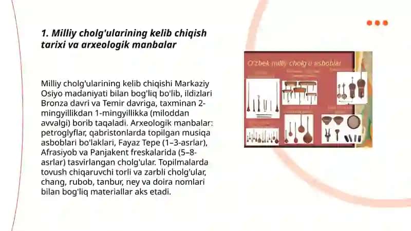 Milliy Cholg'ularining Kelib Chiqish Tarixi, Yasalishi, Tuzilishi va Ta'lim Jarayonida Qo'llanilishi 3