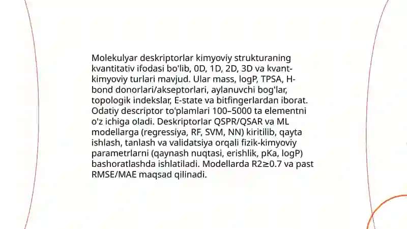 Oʻrganilmagan birikmalarning fizik kimyoviy parametrlarini bashorat qilish 3