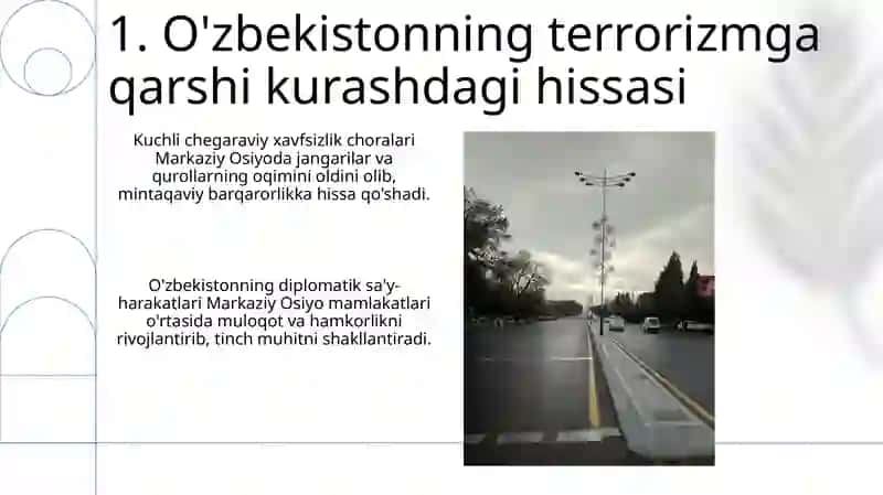 O'zbekistonning Markaziy Osiyoda tinchlik va barqarorlik ta'minlashdagi o'rni 3