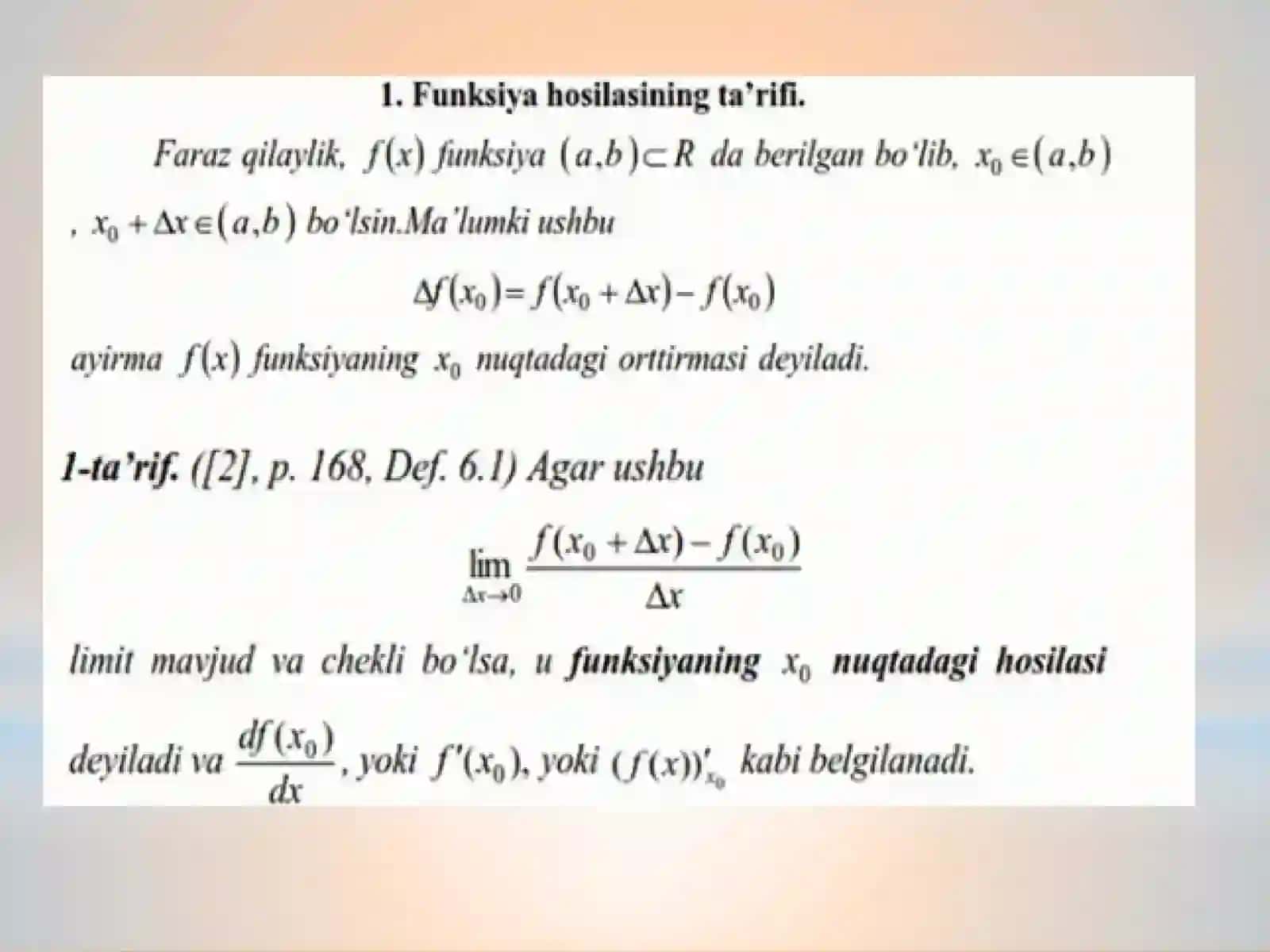 Funksiyaning hosilasi 3