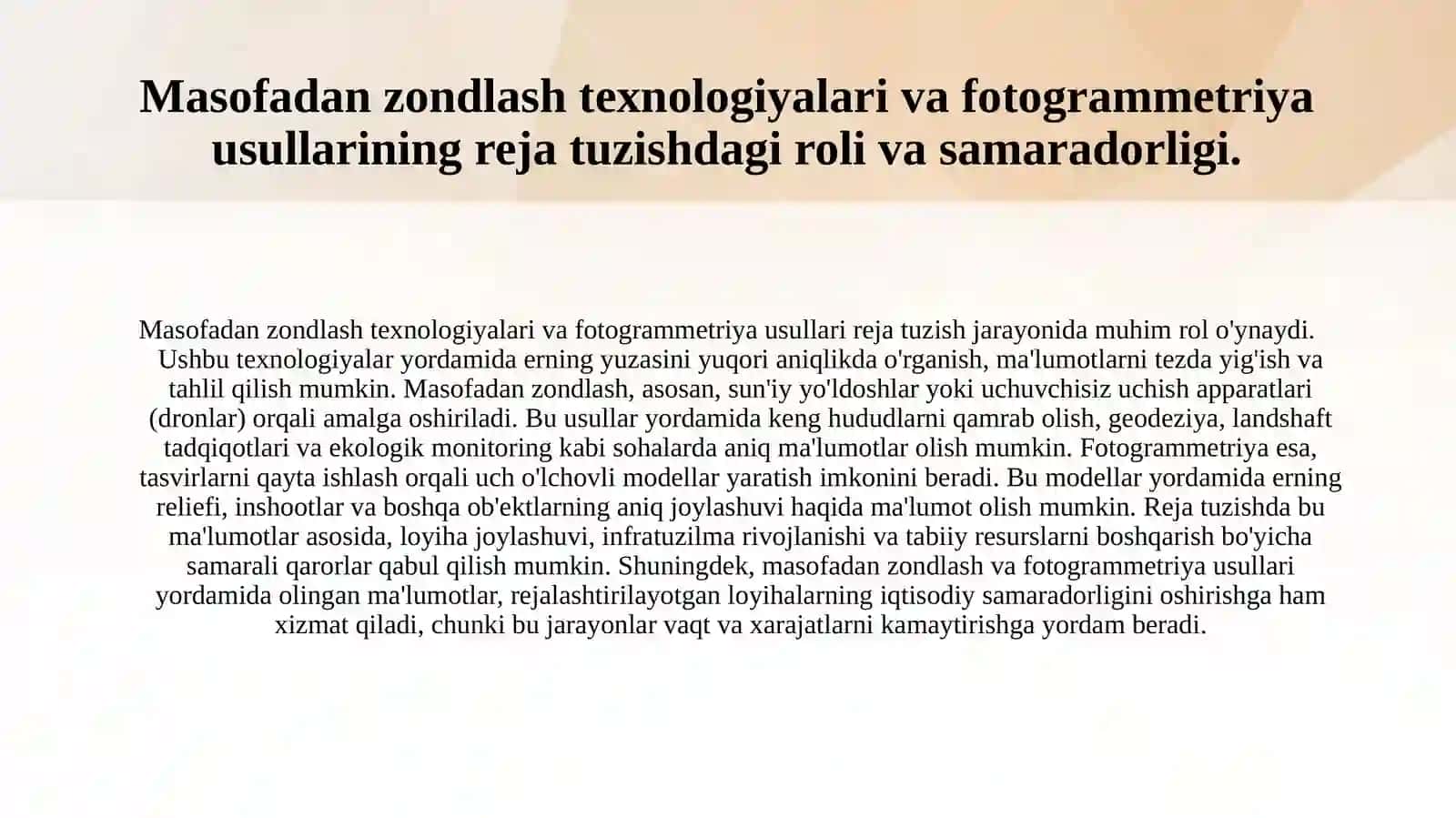 Planlarni to'g'irlashda aerofotosyomka materiallaridan foydalanish haqida. 3