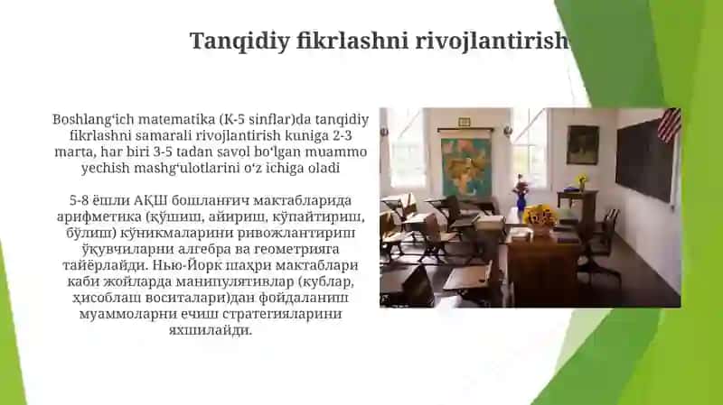 Boshlang'ich matematika fanini o'rgatish 3