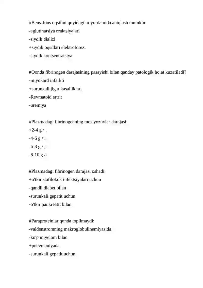 Klinik Diagnostik Laboratoriya (KDL) fanidan 500 talik test 3