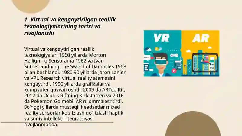 Virtual va kengaytirilgan reallik (VR | AR) 3