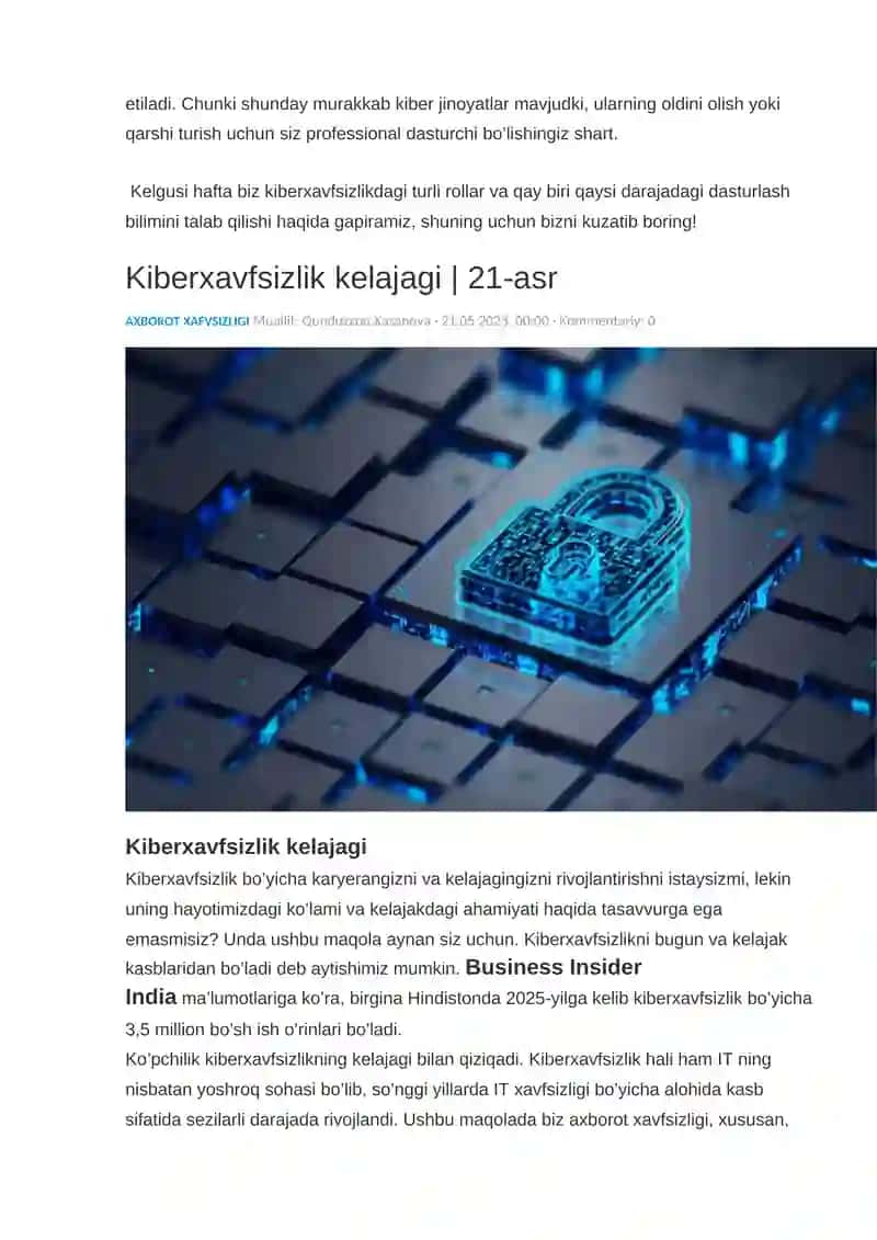 Milliy va xalqaro darajada kiberxavfsizlik 3