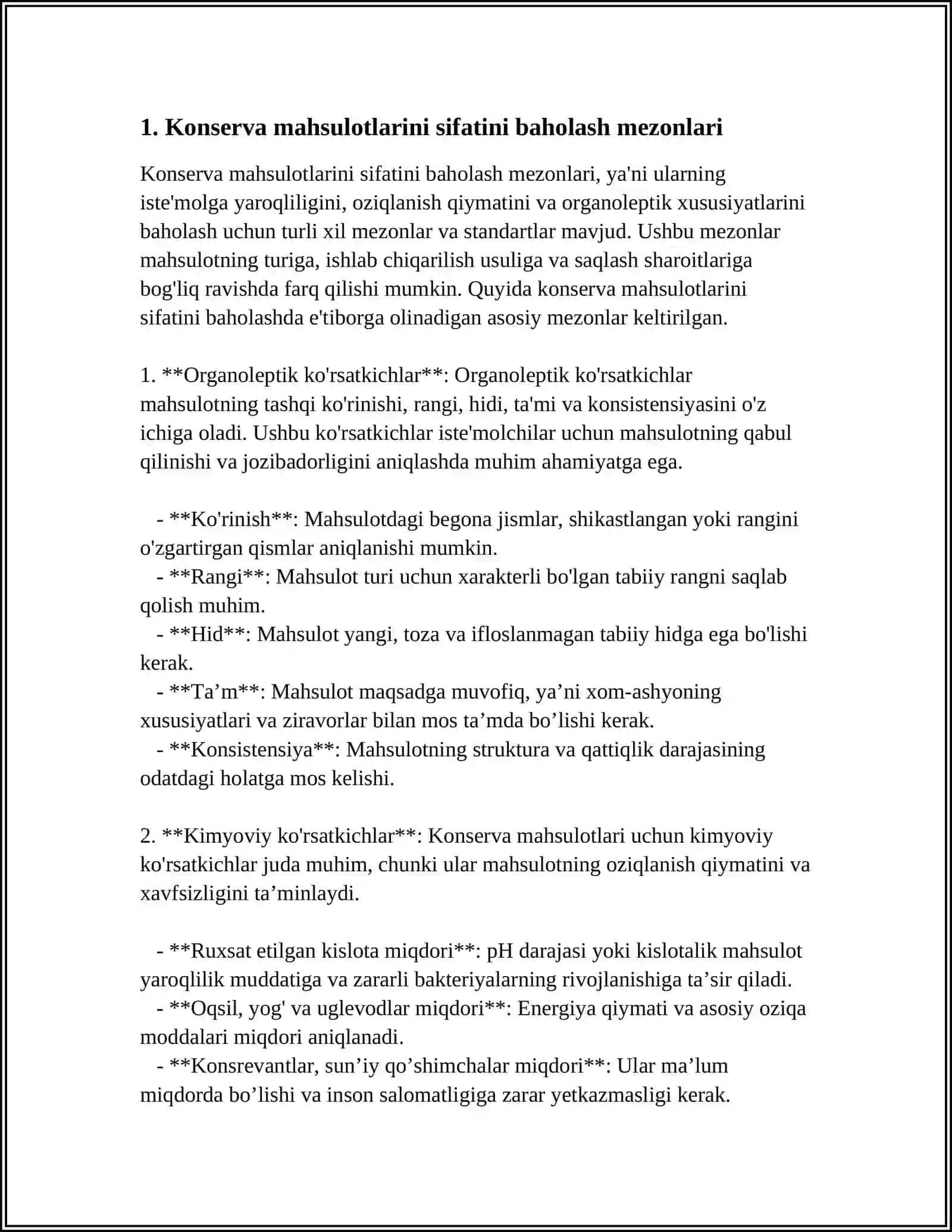 MUSTAQIL ISH Mavzu: KONSERVALANGAN VA TUZLANGN MEVALARGA QÓYILGAN TALABLARNI ÓRGANISH 3