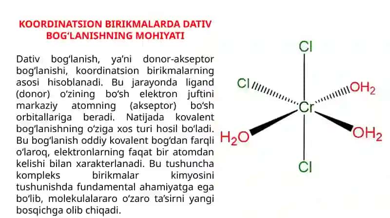 KOORDINATSION BIRIKMALARDA DATIV BOGʻLANISHI VA XOSSALARINI OʻRGANISH VA TAHLILIY MA'LUMOTLAR YOZISH 3