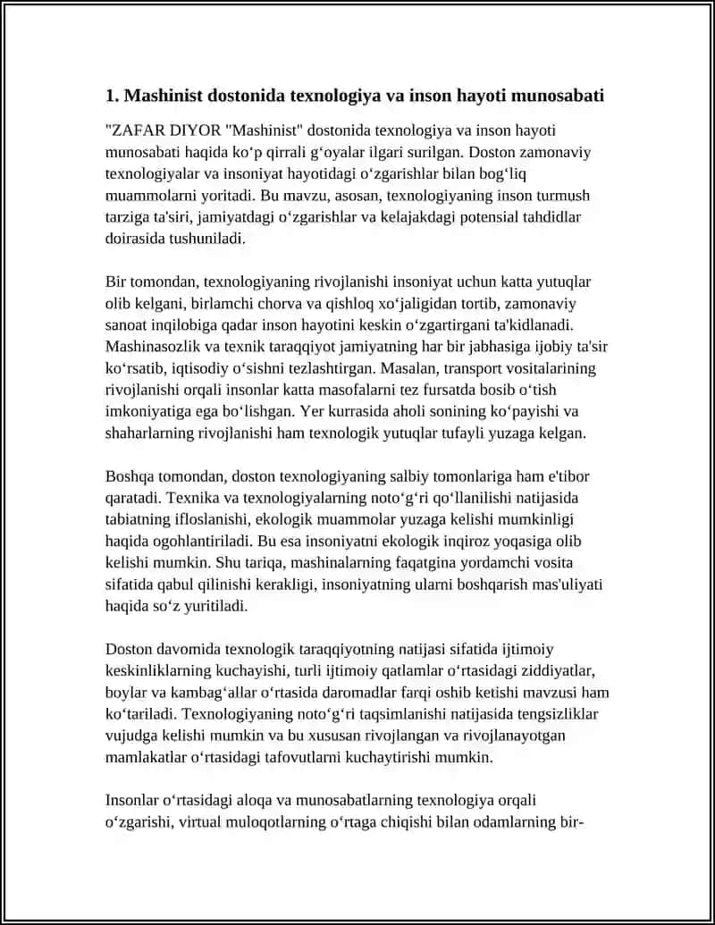 ZAFAR DIYOR "MASHINIST" DOSTONIDAN ILGARI SURILGAN G‘OYALAR 3