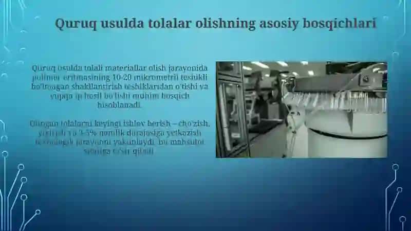 Quruq usulda kimyoviy tola olish texnologiyasi va jixozlari 3