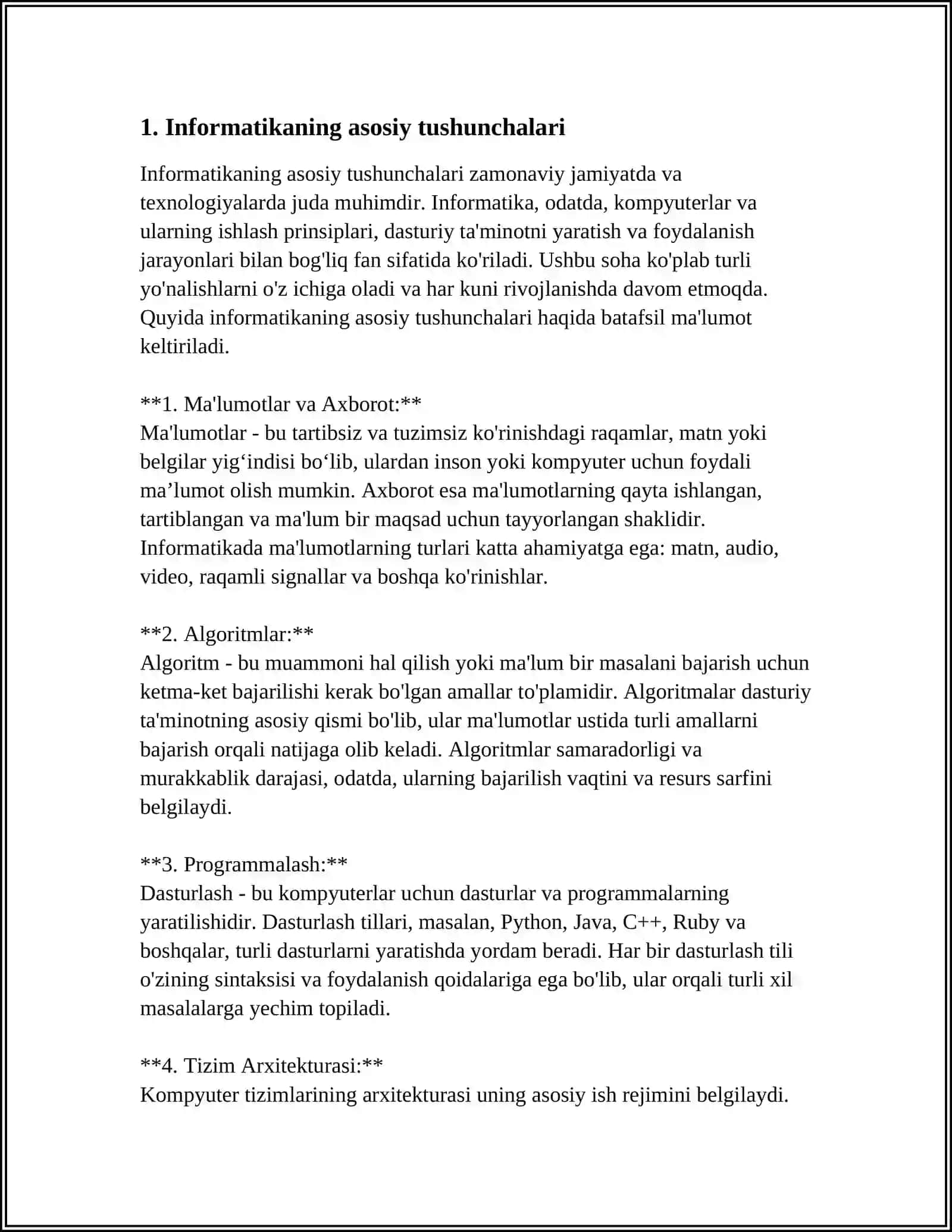 «INFORMATIKA VA AHBOROT TEXNOLOGIYALARI» FANI PREDMETI VA UNING AHAMIYATI 3