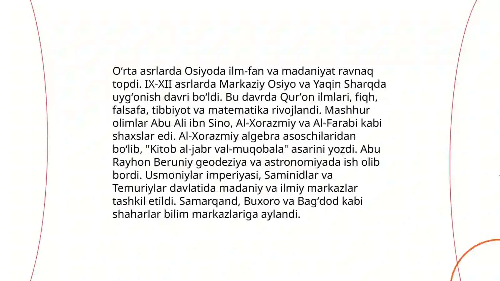 Oʻrta asrlarda Osiyoda ilm-fan va madaniyat 3