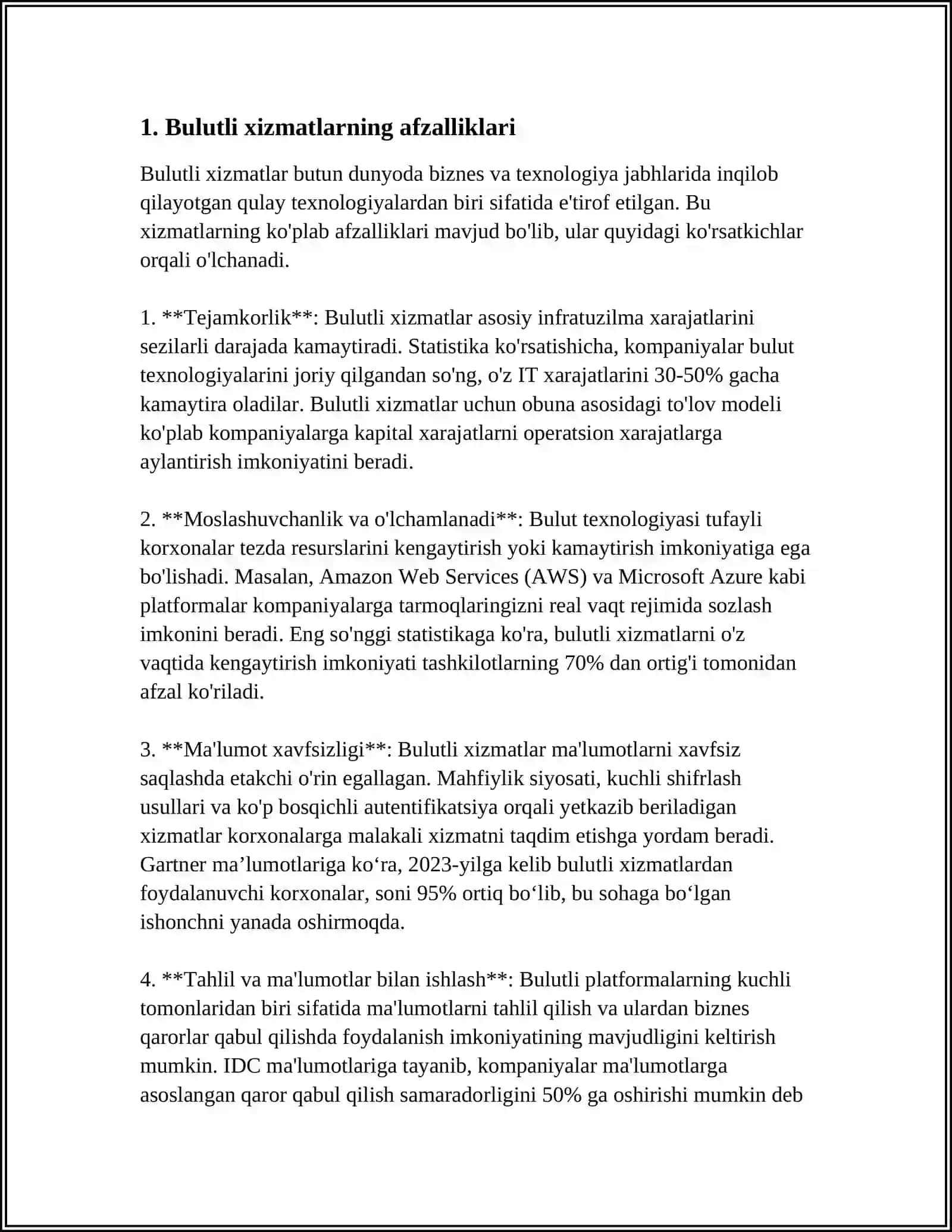 BULUTLI XIZMAT KO'RSATISH PLATFORMALARI QIYOSIY TAHLILI 3