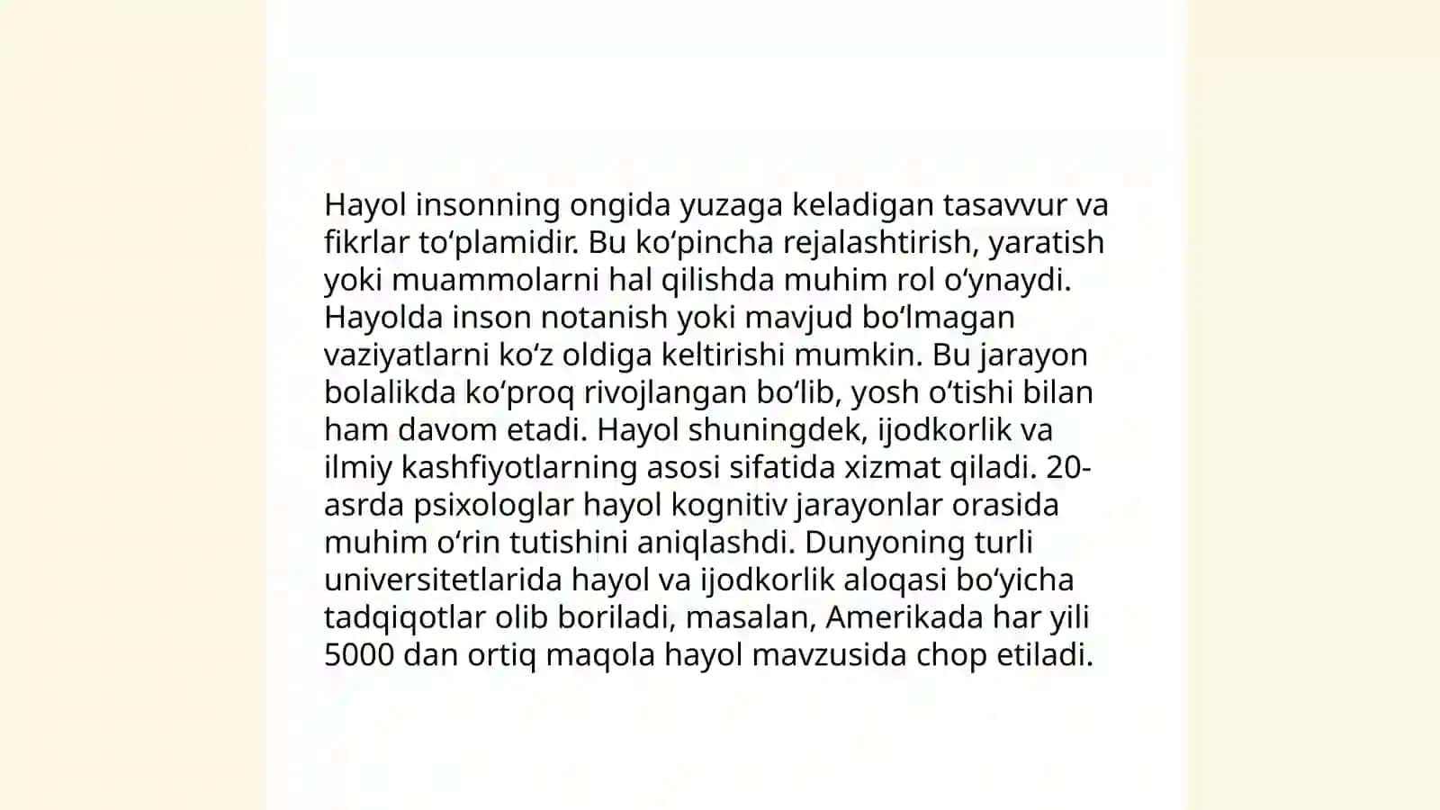 Hayol haqida tushuncha. Hayolning aktiv va passiv turlari 3