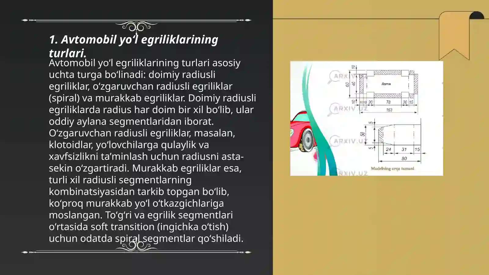 Avtomobil yoʻl egriliklari va ularni turlari 3