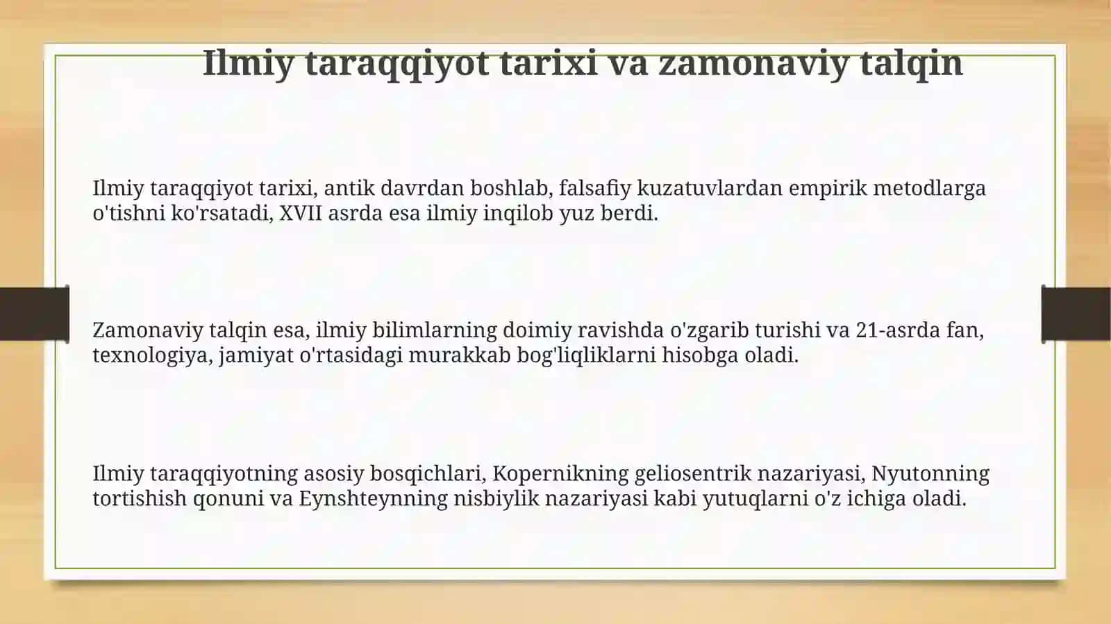 Yangi davr.Fanning rivojlanish jarayoni va uning zamonaviy talqini 3