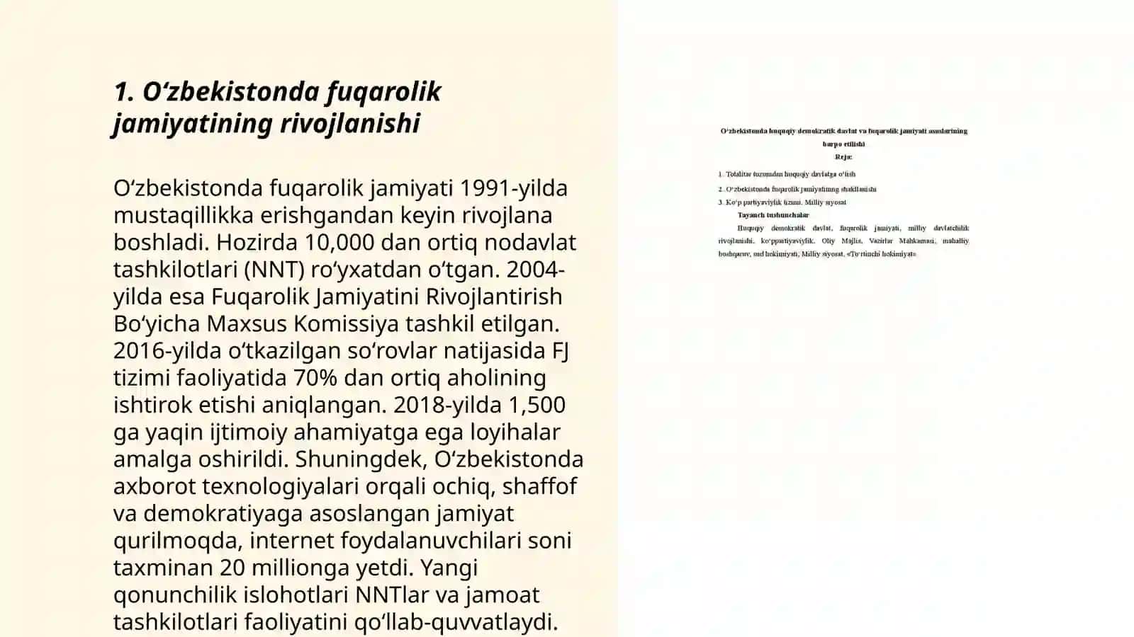 Oʻzbekiston demokratik fuqarolik jamiyati asoslarining shakllantirilishi amalga oshirilgan siyosiy islohotlar 3