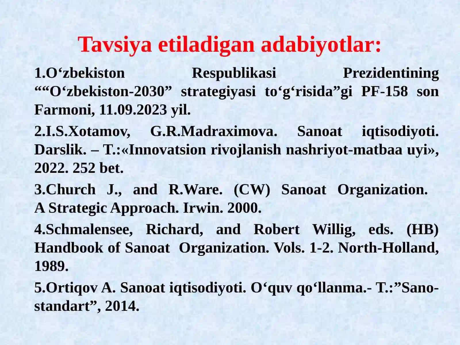 Sanoat iqtisodiyoti fanining predmeti va vazifalari 3
