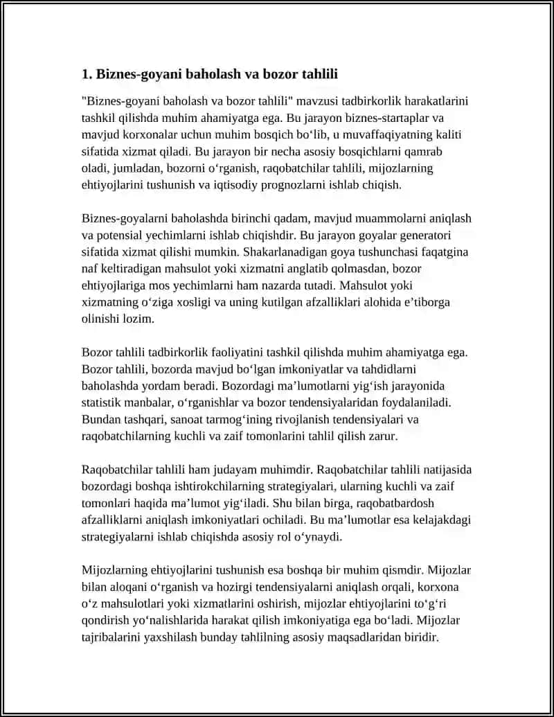 Biznes-goyani baholash va bozor tahlili 3