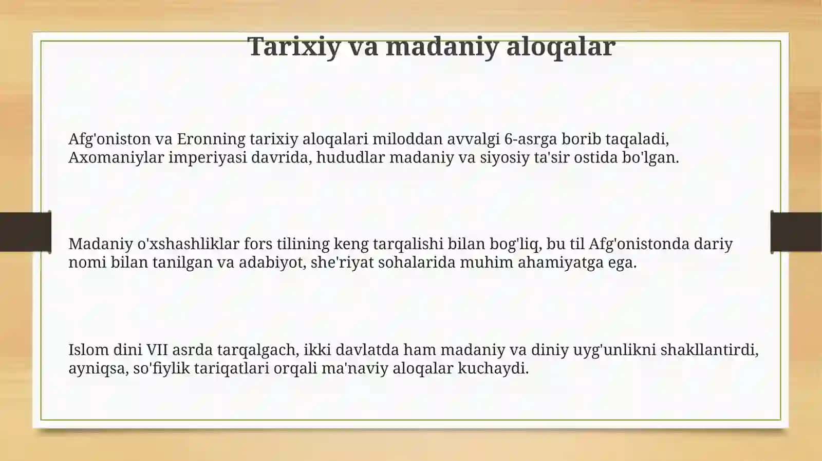 Tarixiy va Madaniy Aloqalar 3