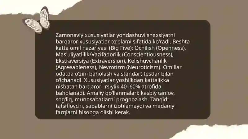 Shaxsni oʻrganishning zamonaviy nazariyalari 3