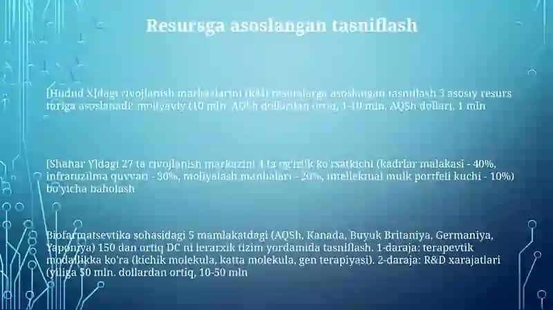 Rivojlanish markazlari tasnifi 3
