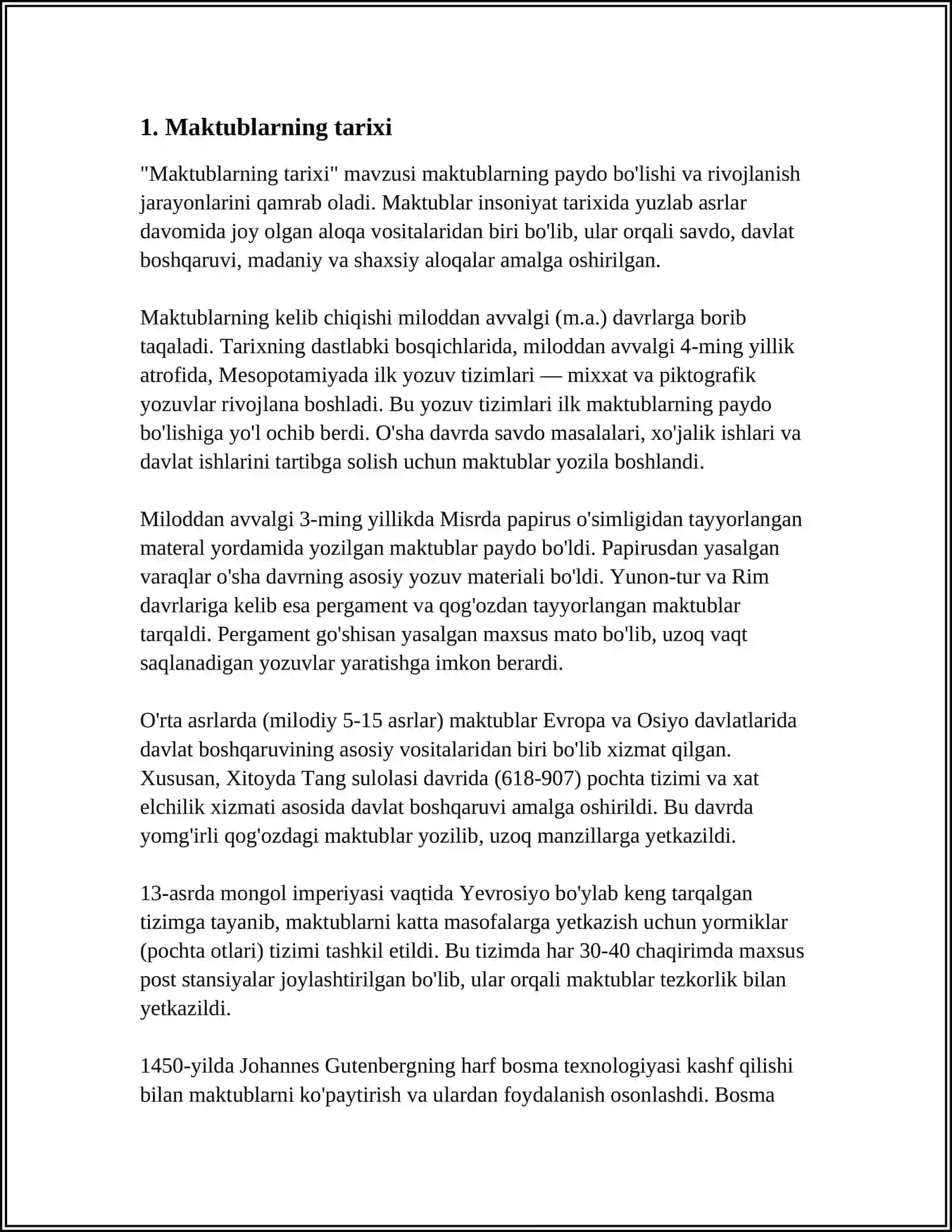 “MUNSHAOT” ASARIDAGI MAKTUBLAR TASNIFI 3