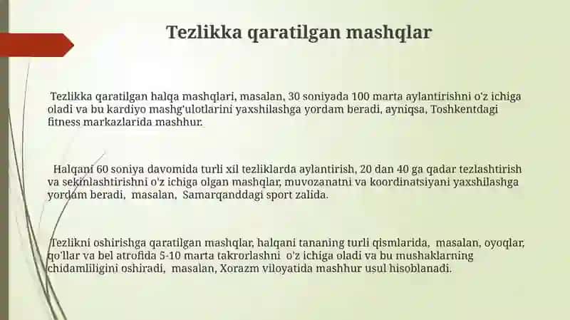 Halqa bilan bajarilgan mashqlar 3