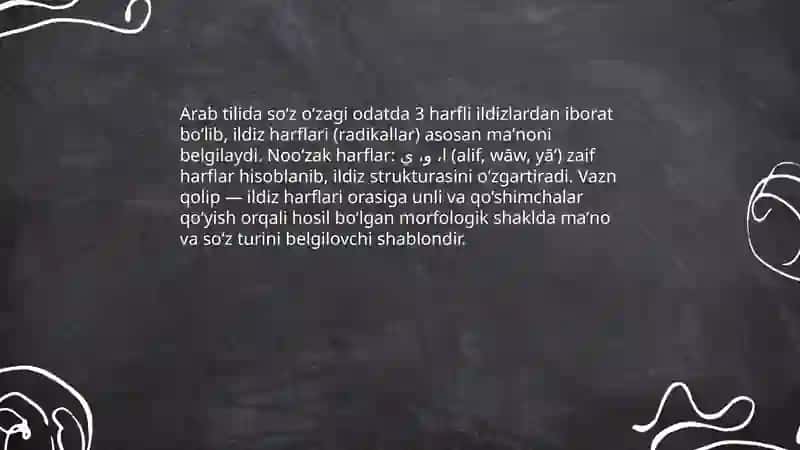 Arab Tilida So‘z O‘zagi va Noo‘zak Harflar 3