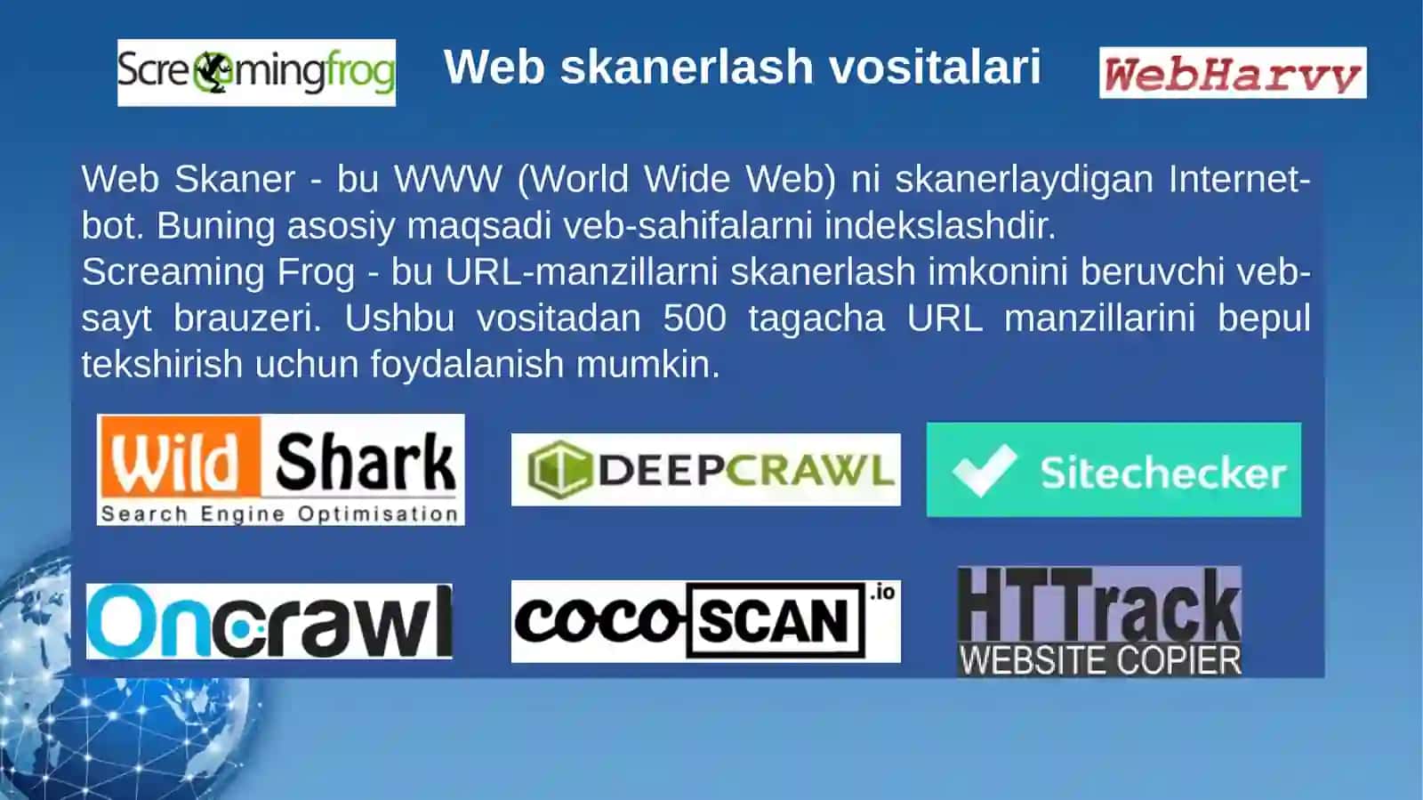 WEB SKANERLASH VA INDEKSLAR. BRAUZER XUSUSIYATLARI. CRAWLER ARXITEKTURASI 3