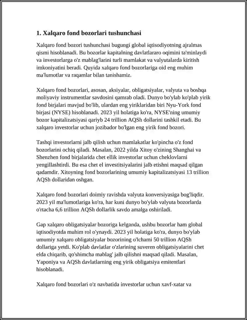 Xalqaro Fond Bozorlari 3