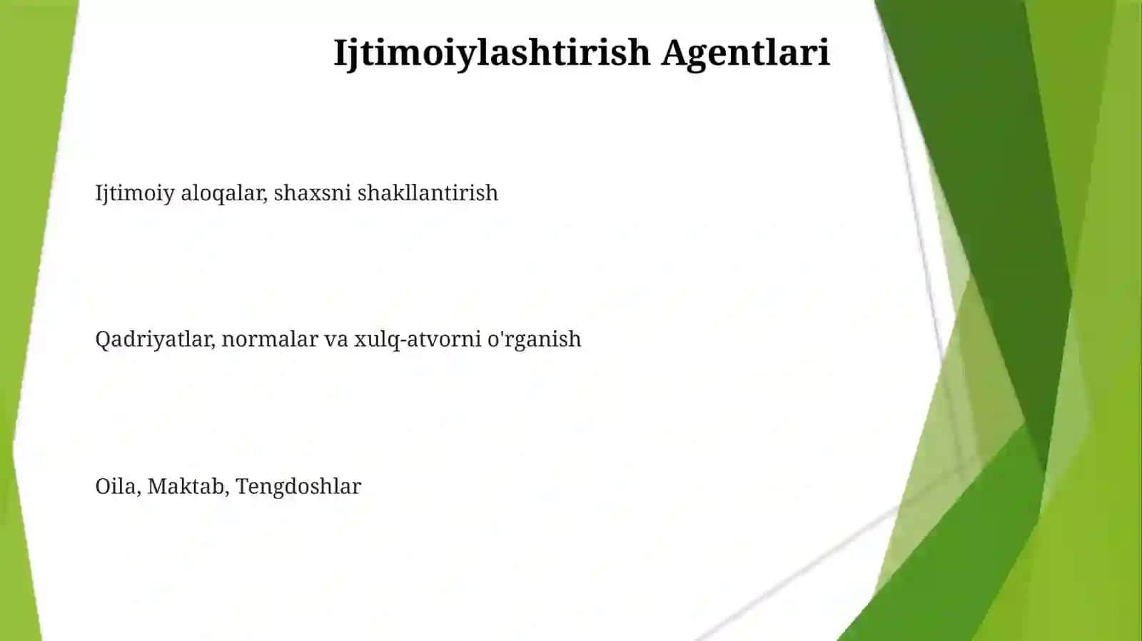 Ijtimoiy aloqalar, shaxsni shakllantirish 3