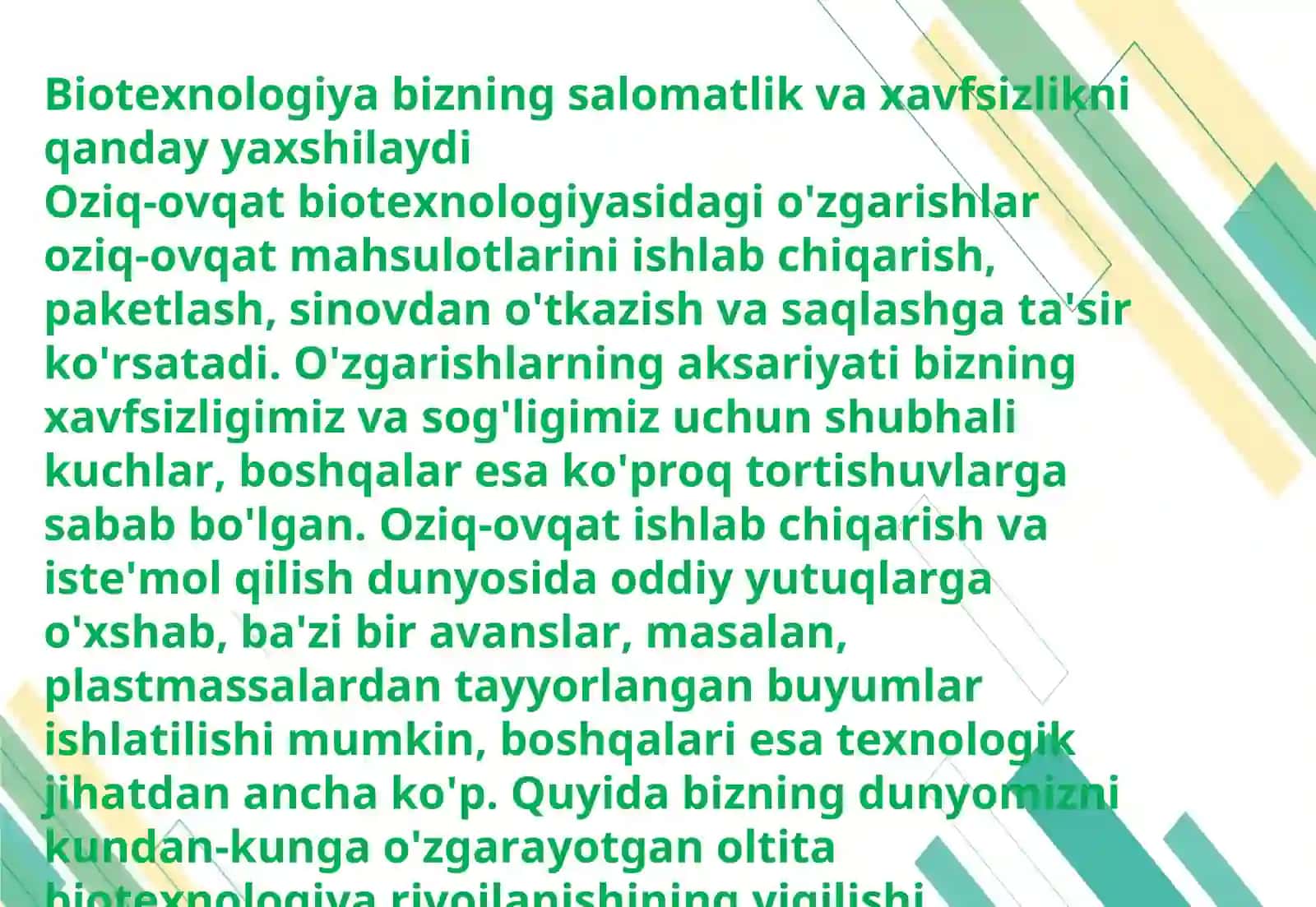 Oziq-ovqat mahsulotlari biotexnologiyasi 3