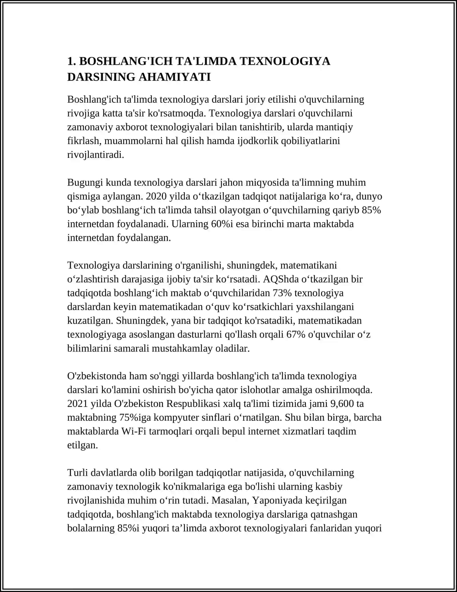 BOSHLANG'ICH SINFLARDA TEXNOLOGIYA TA'LIMINING MAZMUNI 3