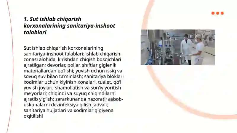 Sut ishlab chiqarish korxonalariga qoʻyilgan gigiyenik talablar 3