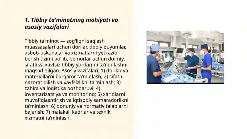 Tibbiy taminot va uning asosiy vazifalarini organish 3