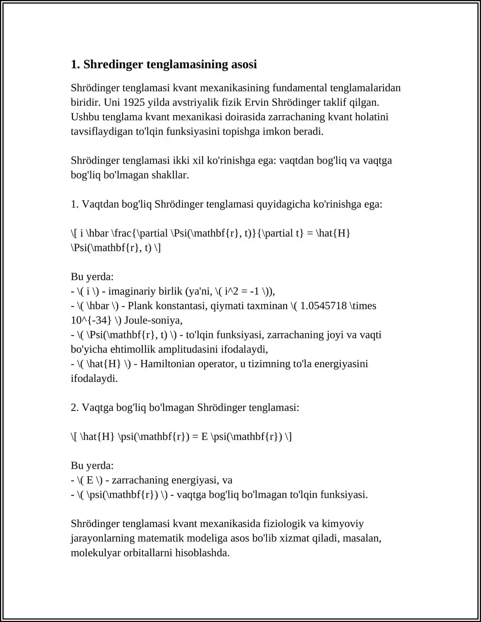 ATOM VA MOLEKULA UCHUN SHREDINGER TENGLAMASI 3