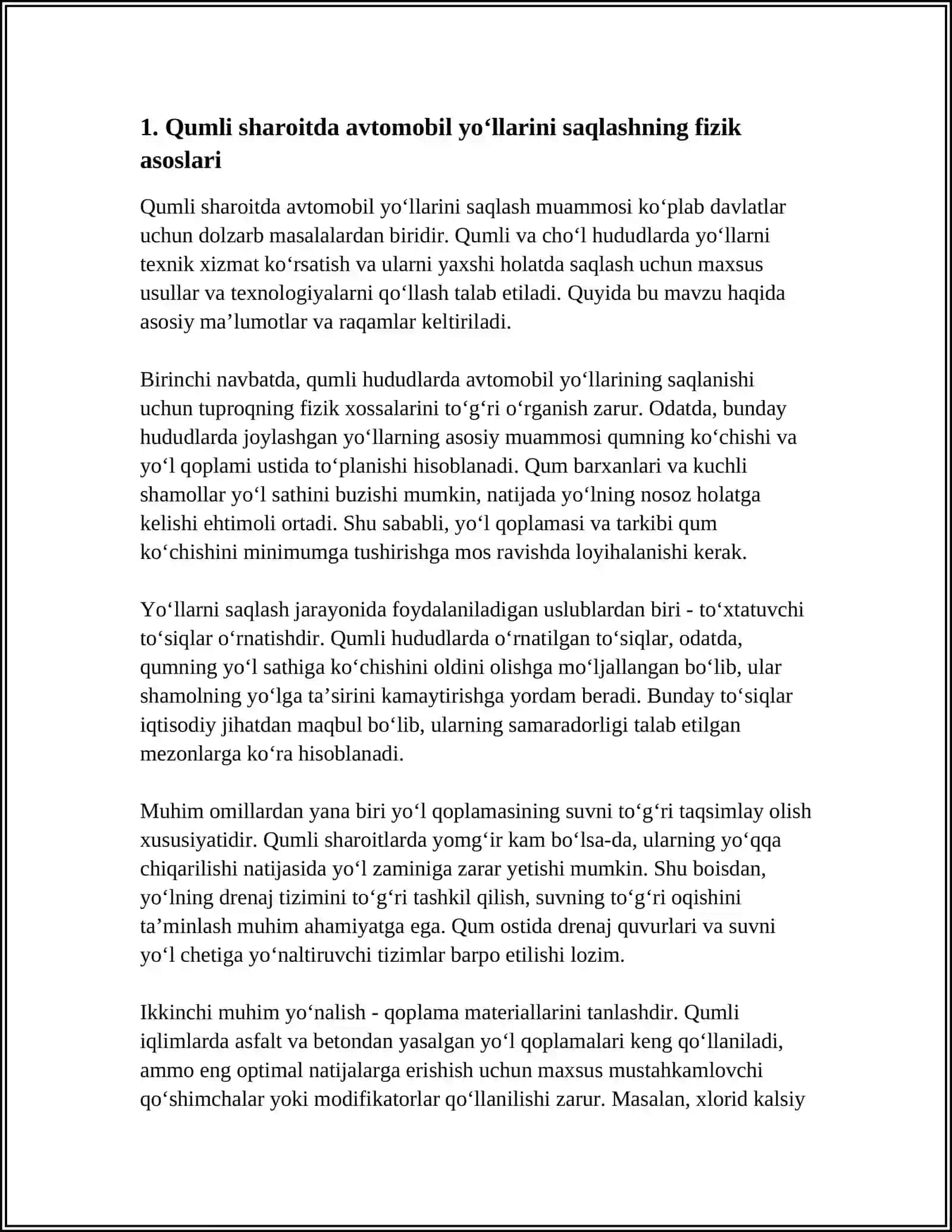AVTOMOBIL YO‘LLARINI QUMLI SHAROITDA SAQLASH TEXNOLOGIYALARI 3