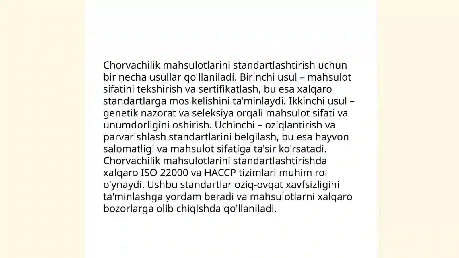 Chorvachilik Mahsulotlarini Standartlashtirish va Metrologiya 3