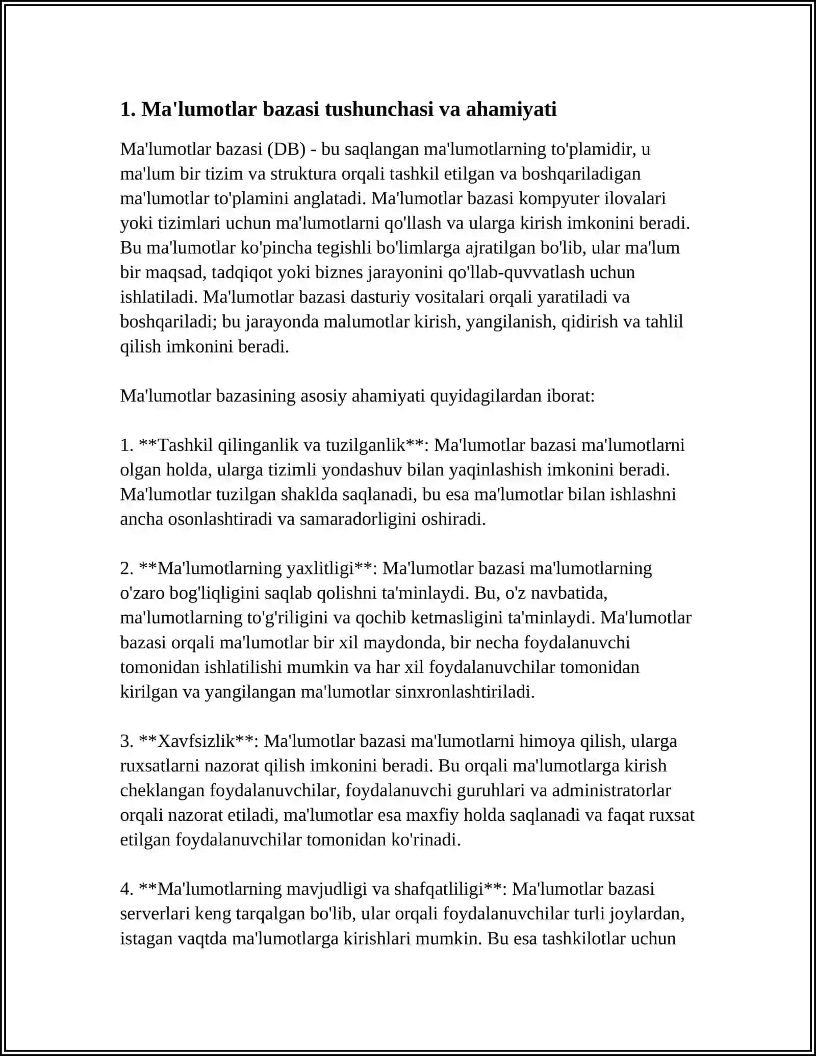 MA'LUMOTLAR BAZASI (DB) HAQIDA UMUMIY TUSHUNCHA 3