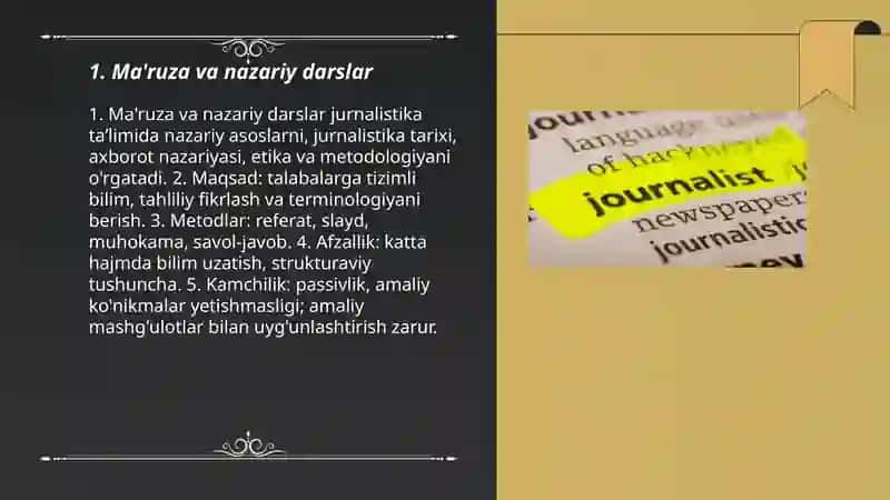 Jurnalistik taʼlimning shakllari 3