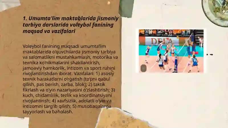 Umumta'lim maktablarida jismoniy tarbiya darslarida volleybol o'yini 3