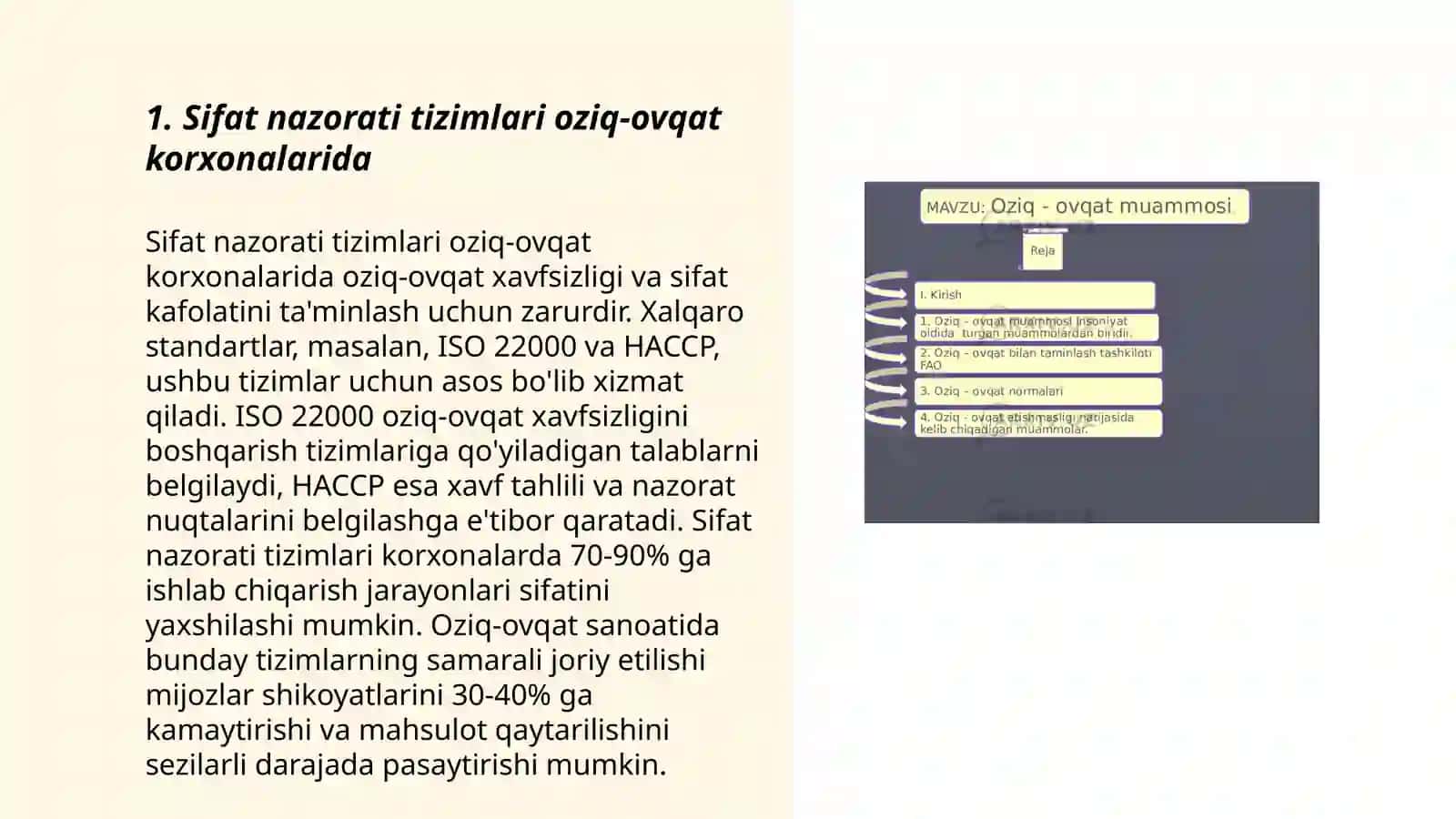Oziq-ovqat korxonalarida mahsulot ishlab chiqarish va boshqarishning oʻziga xos xususiyatlari 3