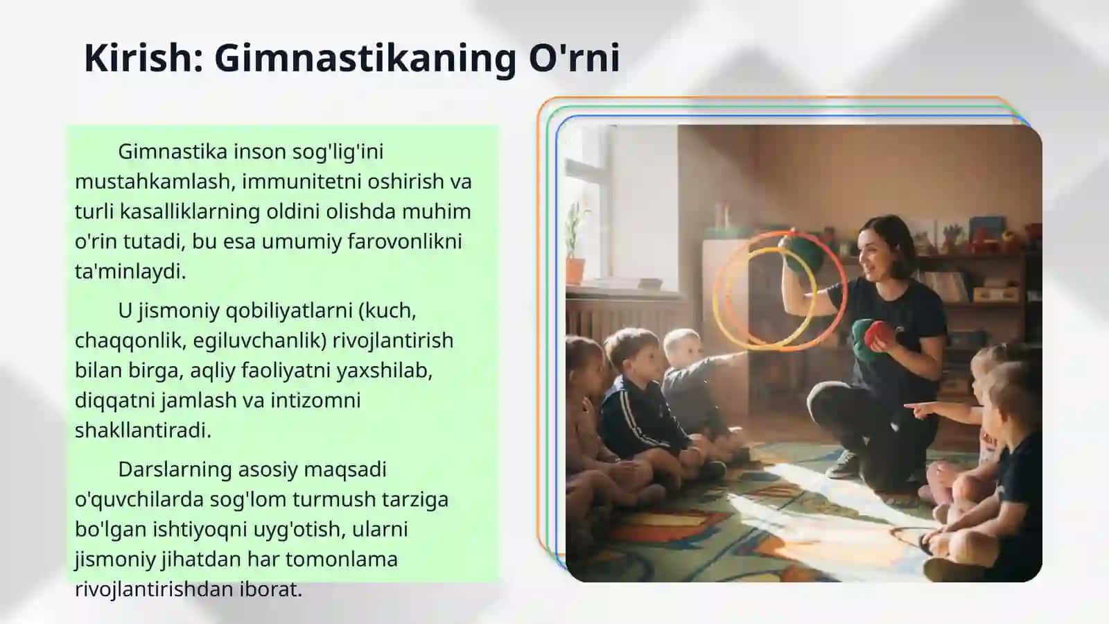 Gimnastika darslarini tashkil qilish va o'tkazish 3