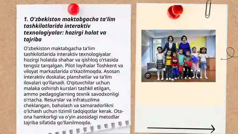O'zbekiston maktabgacha ta'lim tashkilotlarida interaktiv texnologiyalardan foydalanish va koreya davlatida interaktiv texnalogiyalarni qiyoslash 3