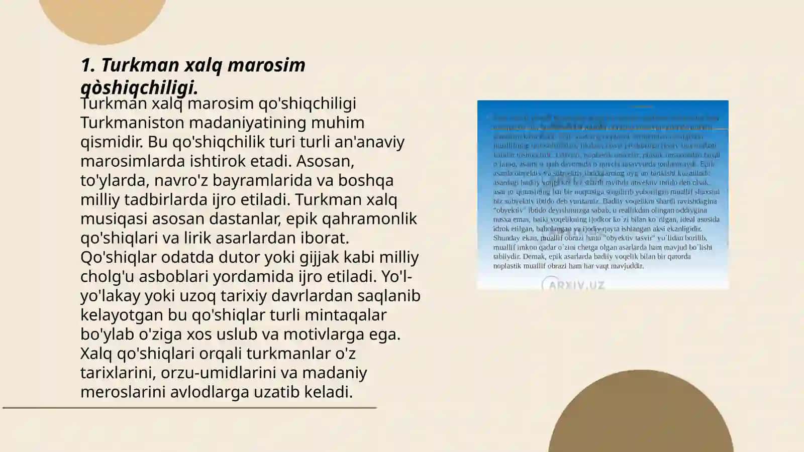 Turkman xalq qòshiqchiligi marosim va nomarosim janrlar 3