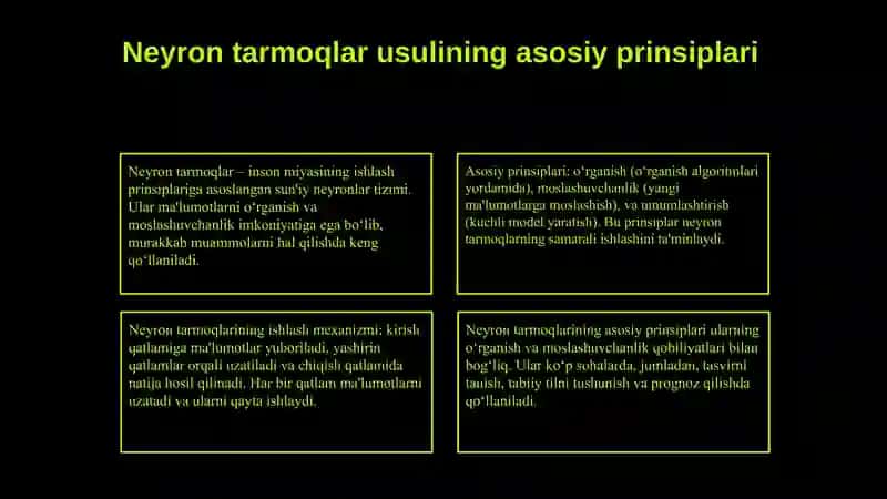 Neyron tarmoqlar usuli. Xopfild va Xemming neyron tarmoqlari 3